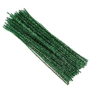 HEALLILY 200Pcs Cure-Pipes Tiges de Chenille Paillettes pour Noël Bricolage Artisanat Créatif Décorations (Vert)