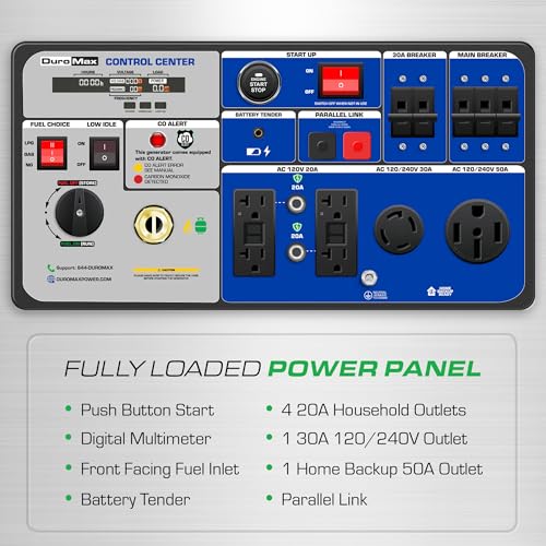Image of DuroMax XP9500iHT 9,500-Watt Tri Fuel Portable Digital Inverter Generator - Gas, Propane & Natural Gas, Remote Electric Start, Whole Home Power Backup, Transfer Switch Ready, RV & Emergency Ready