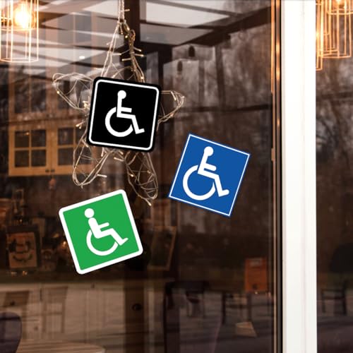 Image of Pack 9 Pcs Handicap Sign Stickers for Handicapped Disable Wheelchair Signs Window Indoor Stairs Outdoor Removable Bumper Stickers Waterproof Large Decals Public Home Accessories