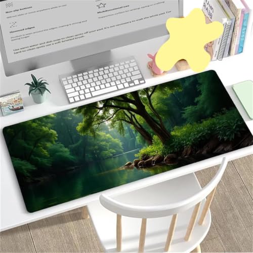 Grand tapis de souris gaming XXL 900x300mm au motif arbre de ruisseau pour bureau