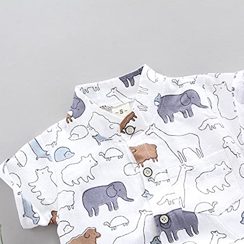 Conjunto de roupas de algodão e linho Mercatoo para meninos pequenos, manga curta, estampa de urso,