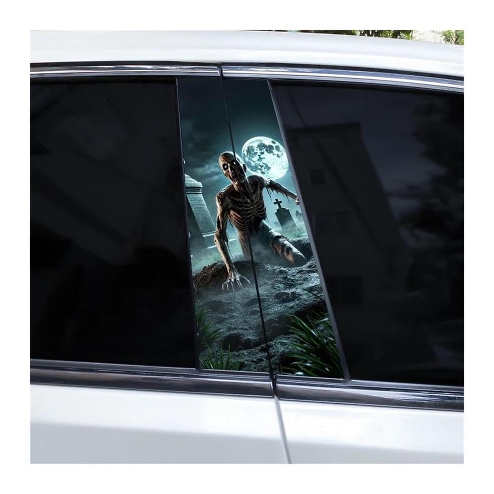 Decorative Items 2pcs Grim Reaper Skull Stickers Car Door Pillar Stickers Decorative Center Pillar Stickers(L)
