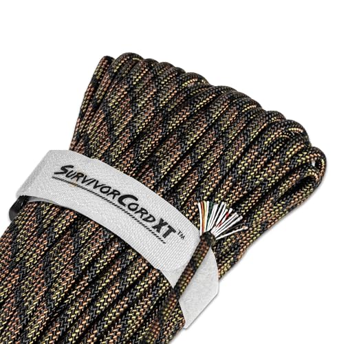 Titan Survival Patented Paracord 750-25ft, 100ft, 500ft & Color Options – 1000LB Strength Survival Paracord Military Spec 3 Strands – Heavy Duty Hank Cord for Camping & Outdoors with Firestarter