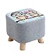 IOPILJKL Home Cozy Square Taburete pequeño Cama Sofá Taburete de paso Aldult Niño Cambiador de zapatos Taburete de tela extraíble y lavable Arte Taburete bajo Banco de madera con patas antideslizantes