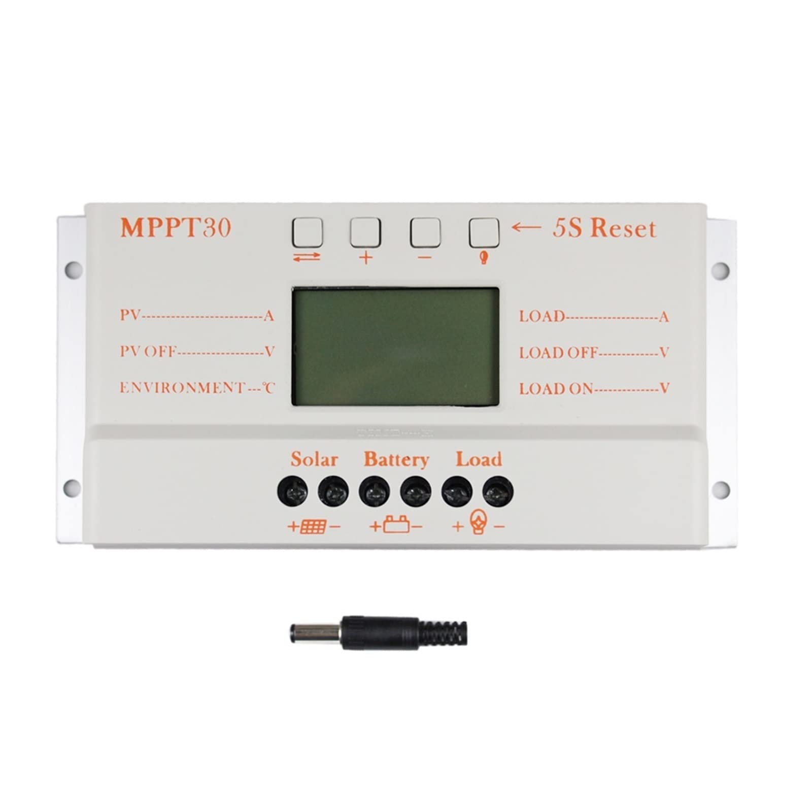 Regolatore di carica solare, Regolatore pannello solare MPPT 30A Display LCD 12V 24V con luce di carico e controllo timer for max 50V