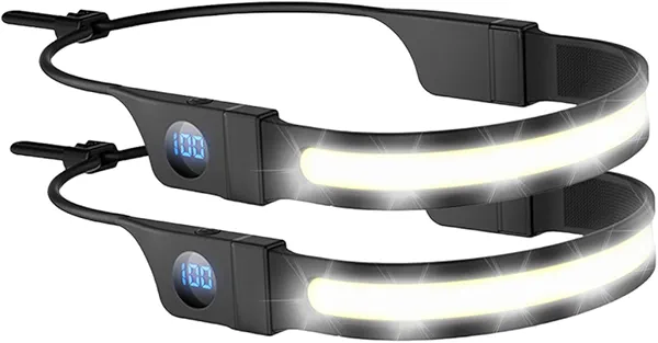 LED Headlamp Flashlight, High Lumens 230° Broadbeam Headlight, USB Rechargeable Head Lamp with Digital Power Display, Lightweight Waterproof Headlamps for Camping Running Hiking, Flexible Silicone