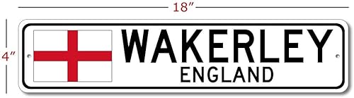 Miniatura 2 de Wakerley, England - England Flag Street Sign - Metal Novelty Sign, Personalized Sign, Man Cave Street Sign, England City Sign, Restaurant and Pub