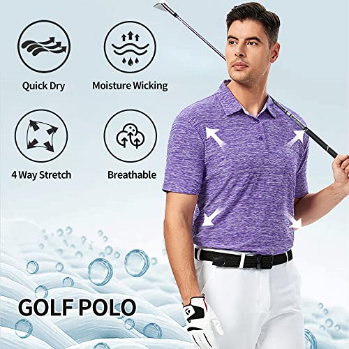 Image of Damipow Premium Golf Shirts for Men Dry Fit Performance Polo Short Sleeve Collared Shirt
