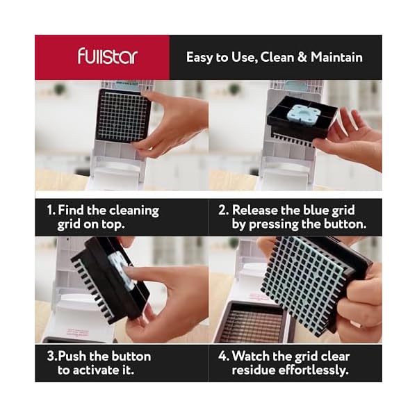 Fullstar 9-in-1 Vegetable Chopper with Additional Giant Catch Tray - XL Veggie Chopper, Chopper Vegetable Cutter - Meals Chopper, Kitchen Devices with Anti-Slip Bumper & Self Cleansing Function (White) - Image 5