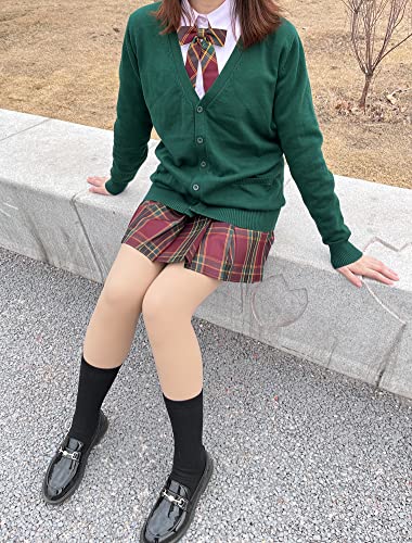 Image of jinghuiyue Women's Cardigan School Uniform Sweater V Neck Button Down Knit Cardigans Coat with Pockets