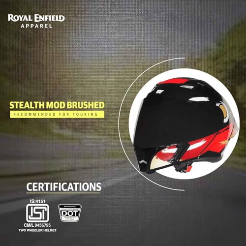 Image of Royal Enfield Stealth MOD Brushed Modular Helmet | Certification: ISI & DOT | Shell Construction: High Impact Grade ABS & Fiberglass Composite | Weight: 1200 + /-50 | RED L