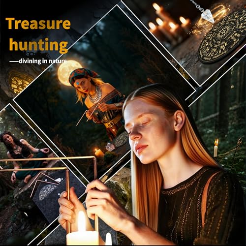 Image of Copper Dowsing Rods - 2PCS Divining Rods+Dowsing Pendulum + Divination Mat- for Ghost Hunting Tools, Divining Water, Treasure, Buried Items Etc (5, Black)