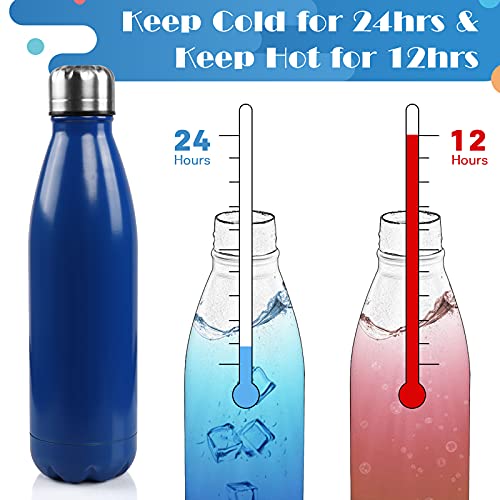 Image of BOGI 2 Pack 17oz Insulated Water Bottle Double Wall Vacuum Stainless Steel Water Bottles, Leak Proof Metal Sports Water Bottle Keeps Drink Hot & Cold - Perfect for Outdoor Sports Camping (Mint+Dblue)