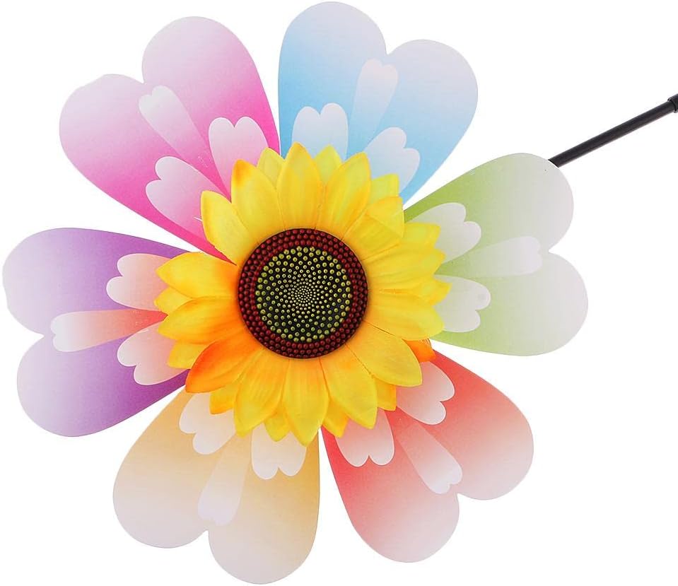 SHOVIAR Beautiful Sunflower Windmill Wind Whirligig Kids Beach Lawn Toy Outdoor Fun Nursery Venue Décor Random Pattern