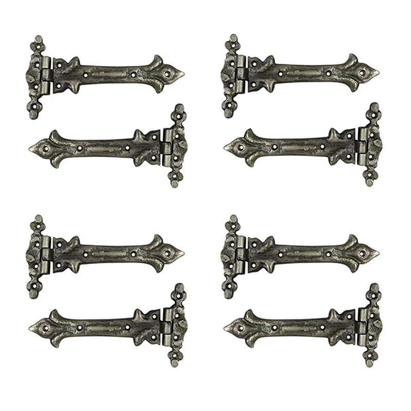 Image of Adonai Hardware Adonijah Antique Cast Iron Strap T Hinge (7.9 inch x 8 Pack, Antique Brushed Nickel) for Barn Doors, Gates, Kitchen Cabinets, Sheds, Wooden Box, Furniture, Cedar Chest and Trunks