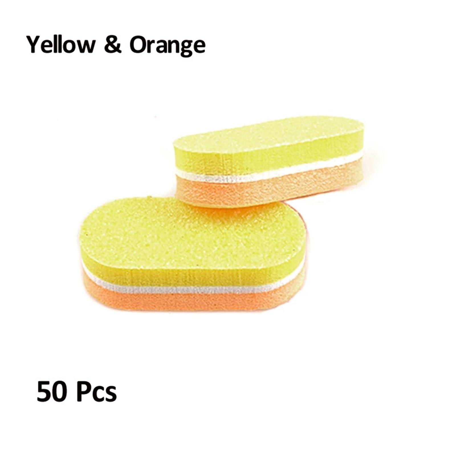 50 szt. Dwukolorowe pilniki do paznokci blok buforowy narzędzi manicure i pedicure żelowe akcesoria(Yellow Orange)