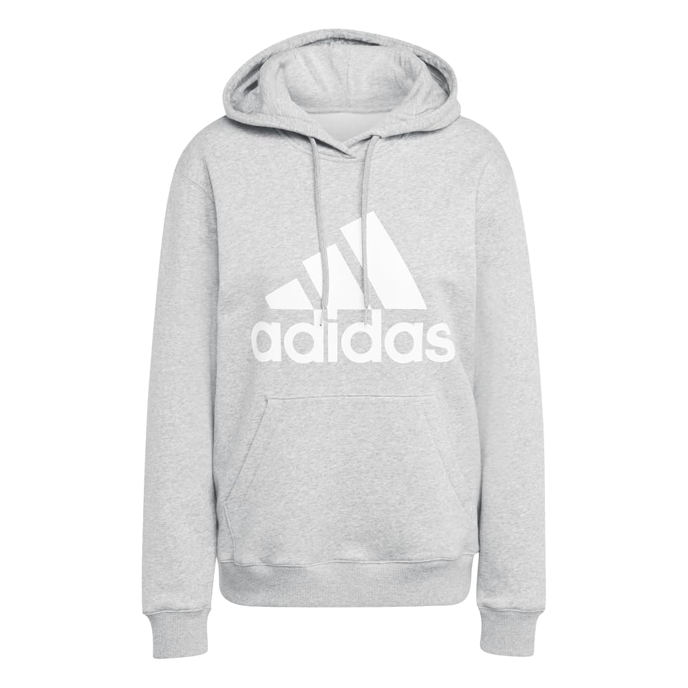 adidas Women's Essentials Big Logo Regular Fleece Hoodie, Medium Grey Heather, Large