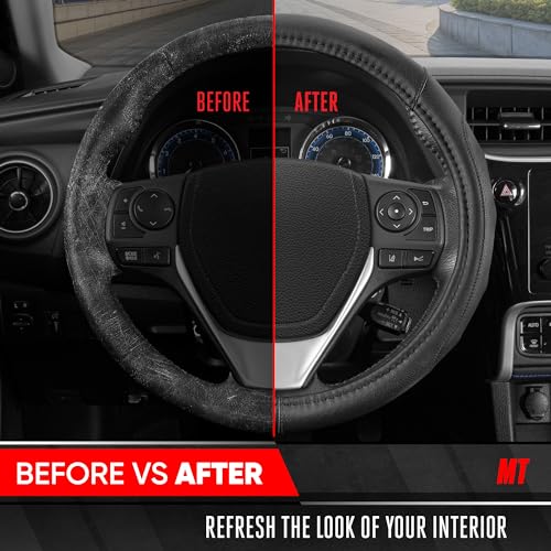Motor Trend SW-761-BK-S__AM Gripdrive Pro Synthetic Leather Auto Car Steering Wheel Cover Black Comfort Grip thumb #5