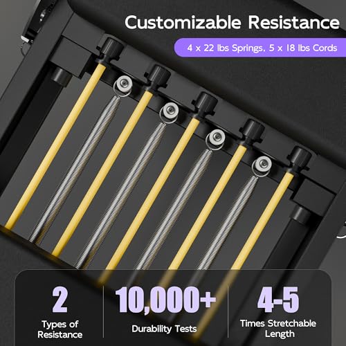 MU Pilates Reformer, Foldable Reformer Pilates Machine & Equipment for Home Use and Gym Workout, Suitable for Advanced and Beginners Users, Up to 400 lbs Weight Capacity, Black