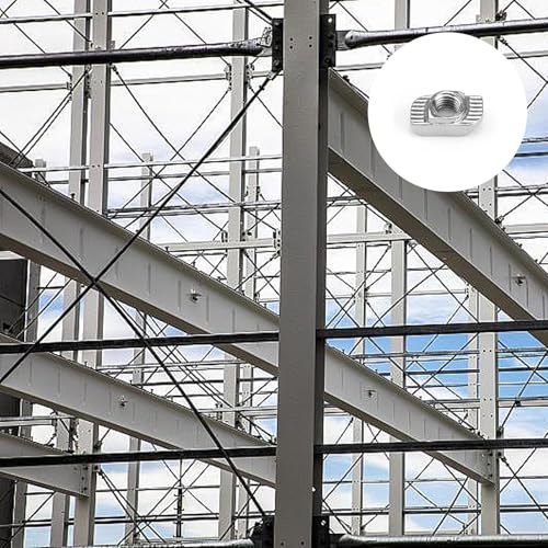 PARFCO Nutensteine M6, 140 Stück Kohlenstoffstahl Hammerkopfmutter M6, M6 Silber T-Förmiger Nutenstein, T-Nut-Hammermutter 30 Serie, für Bau, Zimmerei Aluminiumrahmenkonstruktionen