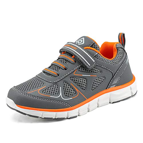 DREAM PAIRS 151003 Boys Girls Athletic Sneakers Outdoor Mesh Light Weight Sport Running Walking Shoes Grey Orange Size 8 Toddler