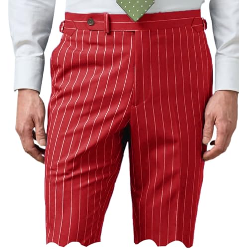 Men's Pinstrip Dress Pants Man Suits Striped Pant with Pockets Long Trousers Casual Formal