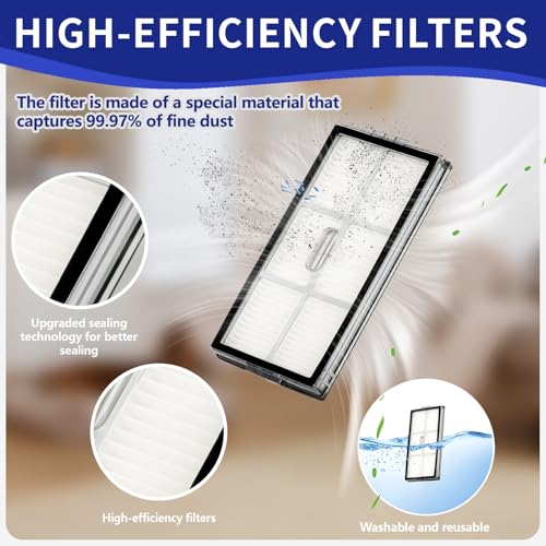 Image of 25 Pcs Saros 10R Accessories Kit Compatible with Roborock Saros 10R / Saros 20 / Qrevo CurvX Robot Vacuum,6 Activated Carbon Dust Bags,1 Set Main Brush, 4 HEPA Filters, 6 Mop Pads, 6 Side Brushes