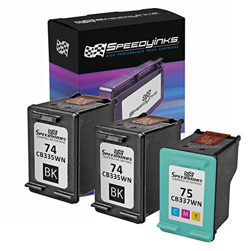 Speedy Inks Remanufactured Ink Cartridge Replacement for HP 74 and HP 75 (2 Black and 1 Color, 3-Pack)