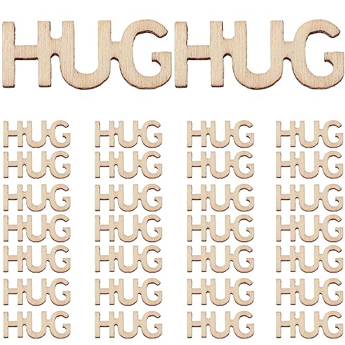 Artibetter 100pcs Wood Crafts Letter Decor Wooden Decor Wooden Table Scatter Hug Pendants Wooden Hug Charms Decorative Hug Pieces Hug for Jar Filling DIY Hug Cutouts Paper Cut Filler Gift