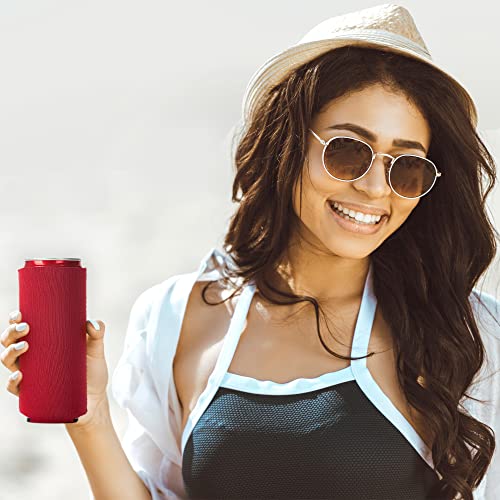 Image of Slim Can Cooler Sleeve 12 Pack - Blank Neoprene Insulated Can Coolers for 12 oz Skinny Beer & Soda Cans - Sublimation Ready Drink Sleeves for Heat Press, Custom Printing & Party Favors (Red)