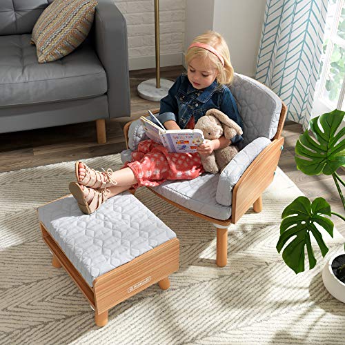 KidKraft Mid-Century Kid™ Upholstered Reading Chair & Ottoman with Storage, Furniture for Kids - Image 5
