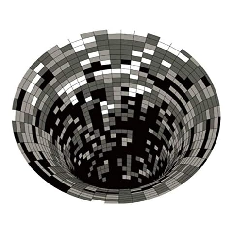 NeeyBing 3D Optical Illusion Area Rug Round Carpets Optical Illusion Black Hole Checkered Optical Illusions Easy to Clean Room Bedroom Anti-slip Floor Mat Area Rug, Black White Cover