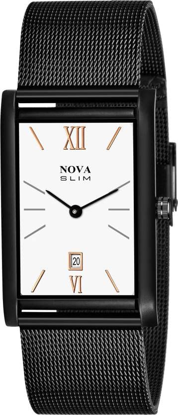 NOVA Mens Slim Date with Silver Chain Analog Watch - for Men (B0BQW1C34Q) Amazon Price History, Amazon Price Tracker