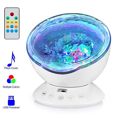 Estado de Ánimo Luces Océano Ondas Proyector,ABREOME 360 Grados Giratoria Estrella Luz Nocturna Romántico Luz Nocturna Proyección para Casa,Dormitorio,Habitación de los Niños,Bodas, Cumpleaños,Fiestas