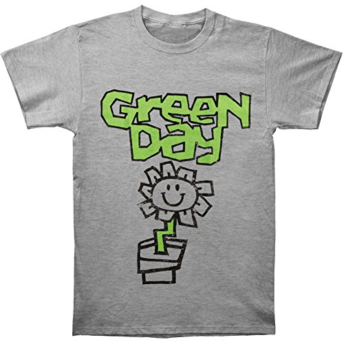 Green Day Mens Flower Pot T-Shirt Grey Medium