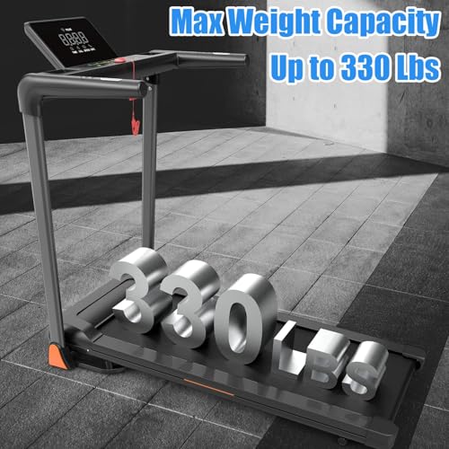 Image of Foldable Treadmill with Incline, Treadmills for Home with Handlebars, Quiet Brushless Small Space Portable Running Walking Machine with Bluetooth APP & Pulse Monitor