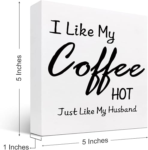 Miniatura 8 de z-crange Letrero de madera con texto en inglés "Let's Have Coffee Together Forever" para decoración de escritorio, divertida caja de placa de madera