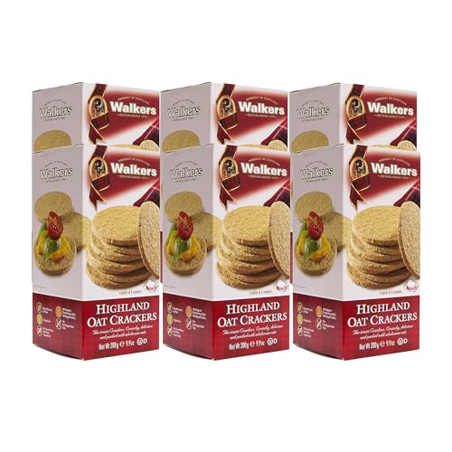 Walker's Shortbread Highland Oat Crackers, Scottish Crackers, 9.9 Oz Box (Pack of 6)