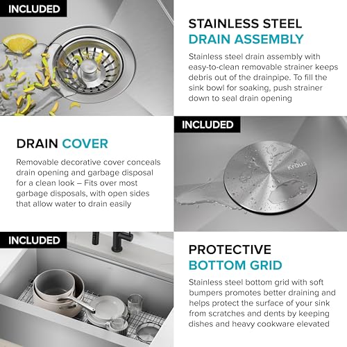 KRAUS Kore 36-Inch Modern Farmhouse Workstation 16 Gauge Single Bowl Stainless Steel Kitchen Sink with Accessories, KWF410-36 - image 9