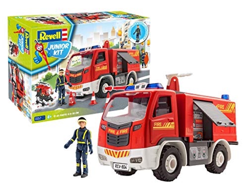 Revell Junior Kit- Junior Kit Jeu De Construction-Camion De Pompier À Construire avec Figurine, 00819