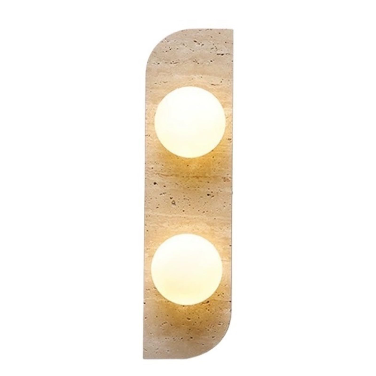 FEITENGDA Vintage Yellow Travertine Wall Sconce Rectangular Glass Shade Wall Lamp Dimmable Single Head Wall Light 3 Styles Available for Bedroom Nightstand Entryway Corridor Living Room(Double Head)