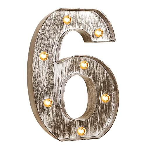 Image of Glintee Brushed Silver Gray LED Number Lights Light Up Number Sign for Night Light Wedding /Birthday Party Battery Powered Christmas Lamp Home Bar Decoration -6
