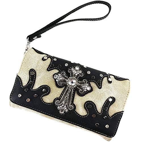 Justin West Gleaming Western Turquoise Cross Crossbody Wristlet Trifold Wallet2