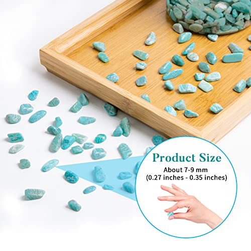 Image of QICQDRAM Natural Green Amazonite Crystals Bulk 1 Lb Small Tumbled Chips Crystal Stone Decorative Pebbles for Home Decoration & Fish Turtle Tank, Vase Filler, Plants Decor