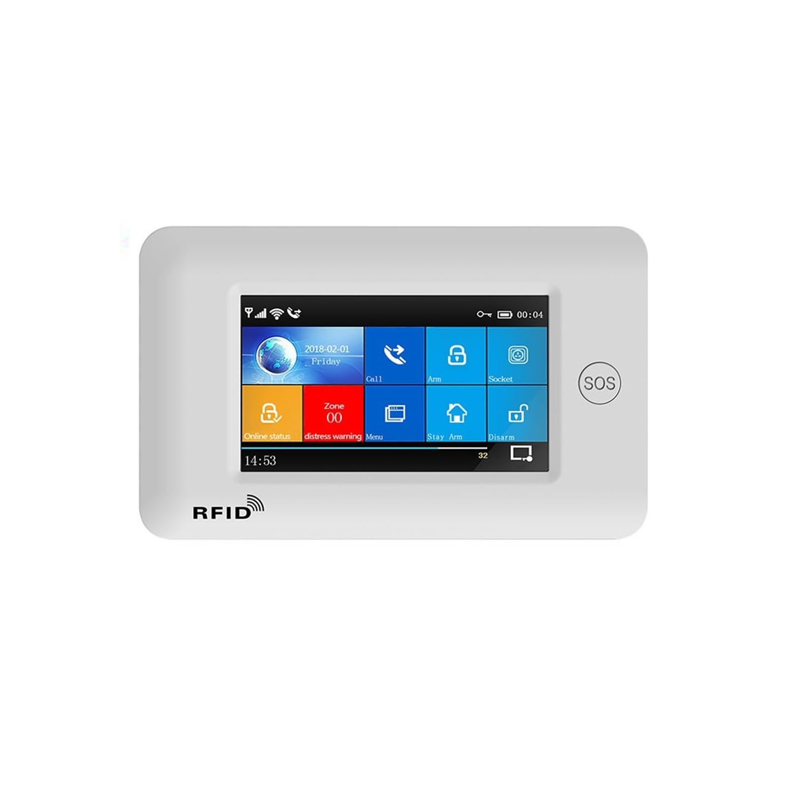 Sistema di Allarme di Sicurezza Domestica, Smart Alarm 4.3 Pollici Full Touch Screen Wireless 433 MHz gsm di Allarme Antifurto Domestico con Rilevatore Fumo Kit Pulsanti SOS