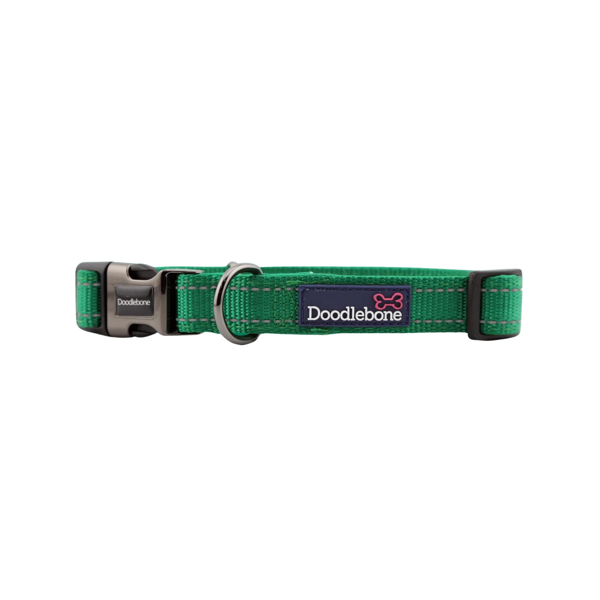 Doodlebone – Padded Dog Collar – Adjustable Breathable Comfort Collar with Reflective Stitching, Strong D Ring & Durable Metal Buckle for Daily Walks – Size 1-2 22–30cm - Forest — image 1