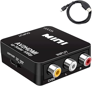 AV to HDMI,RCA to HDMI, GOOOA 1080P Mini RCA Composite Cvbs AV to HDMI Video Audio Converter Adapter Supporting PAL/Ntsc with USB Charge Cable for PC Laptop Xbox PS4 PS3 TV Stb VHS VCR Camera DVD