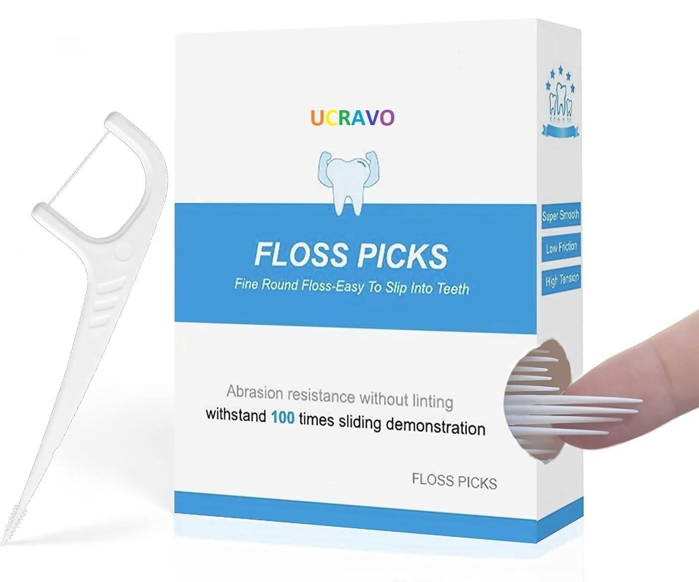 UCRAVO 90PCS 3 In 1 Dental Floss Picks, Plastic Tooth Floss Picks Interdental Floss Sticks Dental Floss Toothpick Triple Clean Floss Picks Teeth Cleaning Flossing Stick Disposable Flossers Teeth Stick-image-8