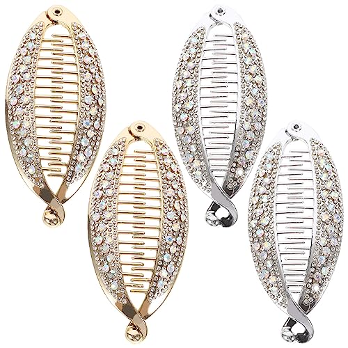 Pinces à cheveux banane vintage en lot de 4 avec fixation française robuste