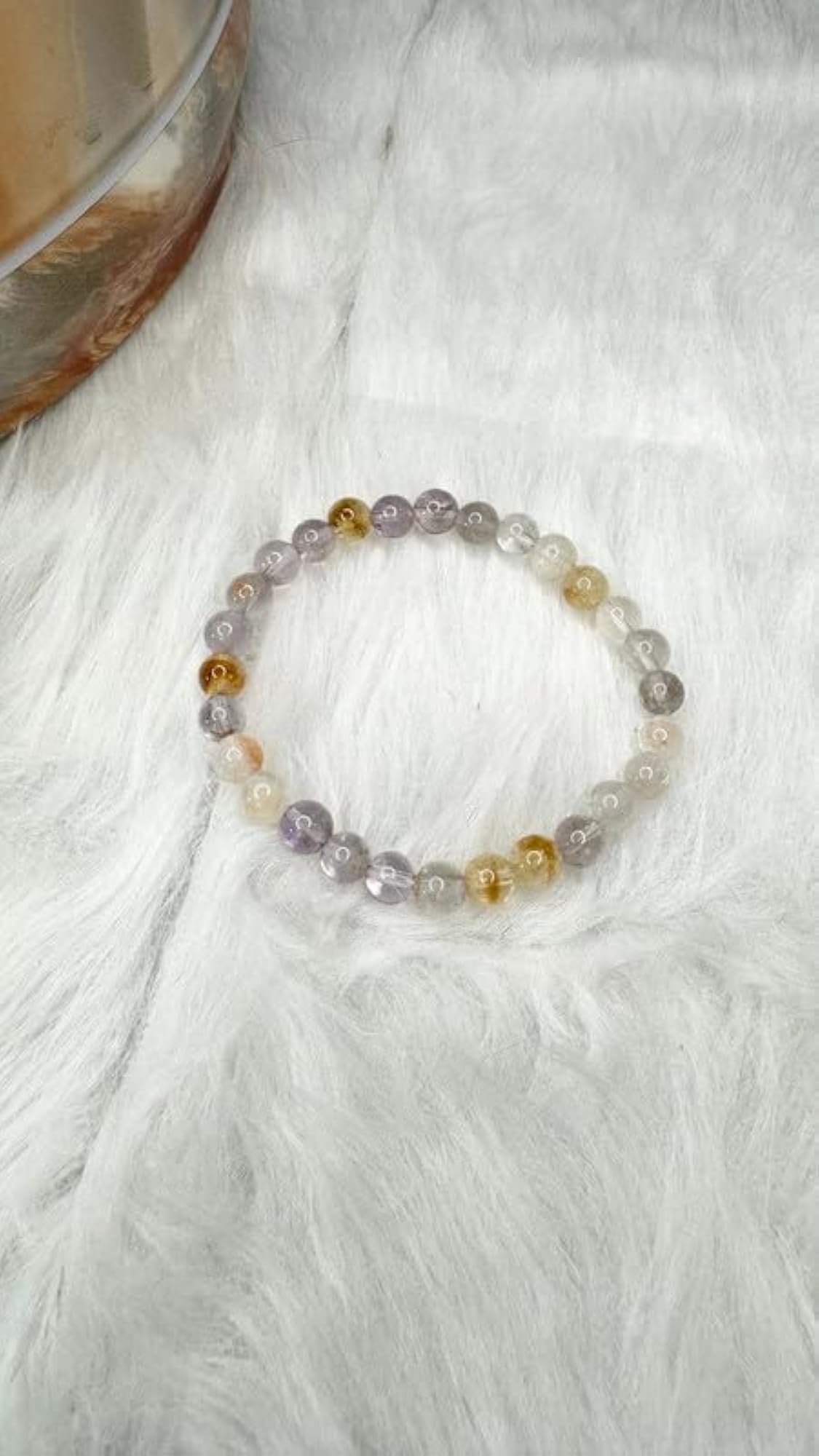 Natural Ametrine Gemstone 6mm Round Shape Smooth Cut Stone Bracelet